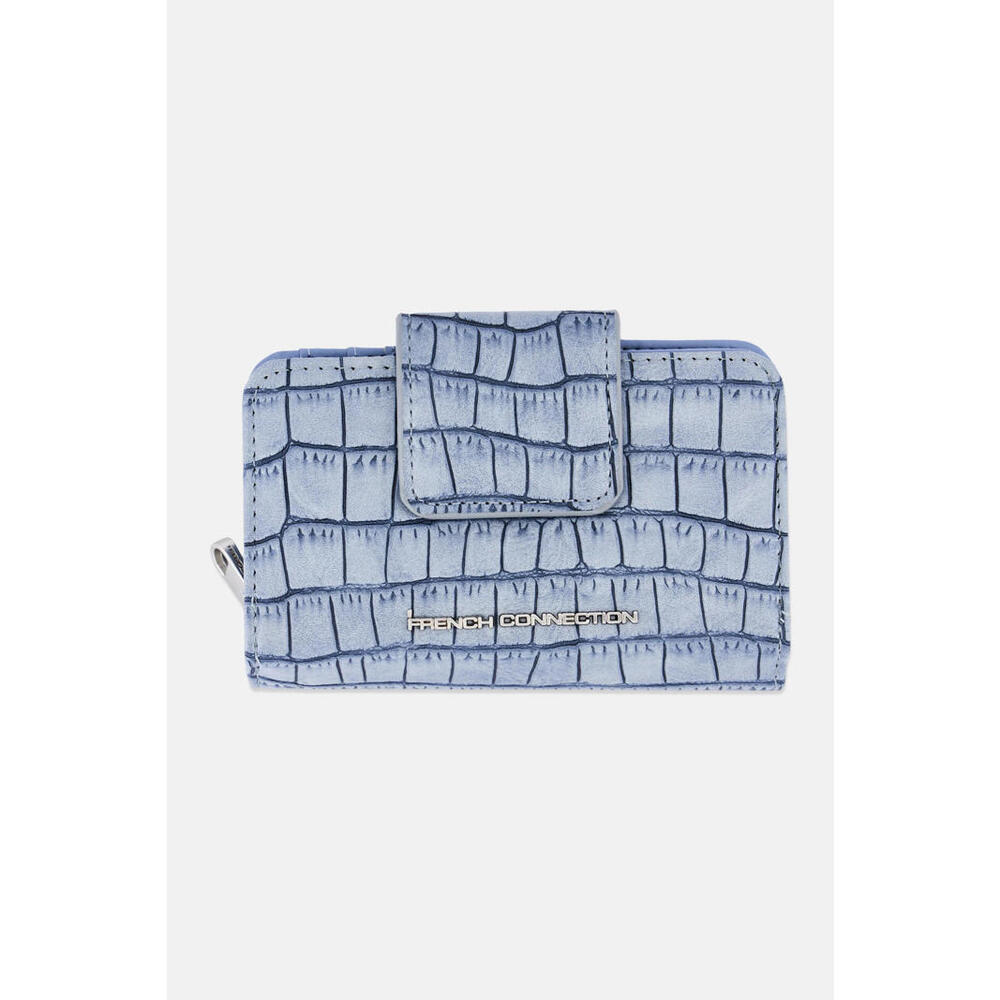 NWT French Connection Women's Denim/Emmy Croco Fold Zipper Wallet